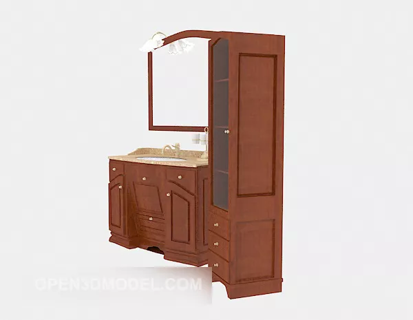 Washbasin On Table Cloth With Tableware 3d model