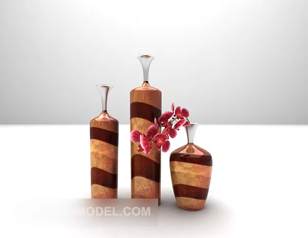 Vase With Line Pattern 3d model