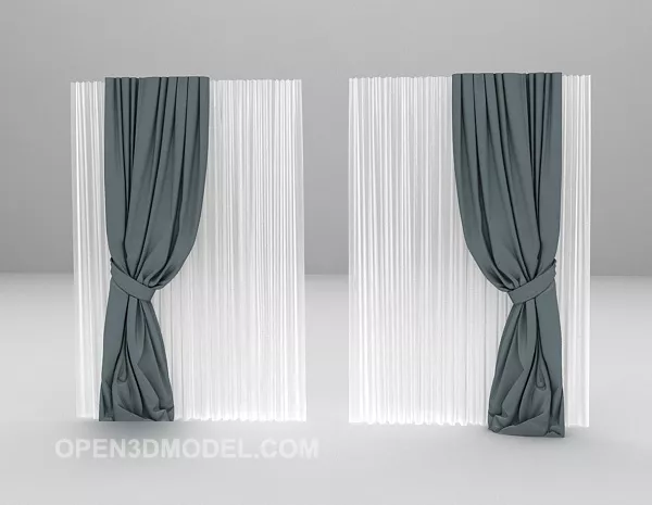 Curtain Grey White Two Layers 3d model Curtain Grey White Two Layers 3d model
