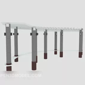 Curved Outdoor Corridor 3d model