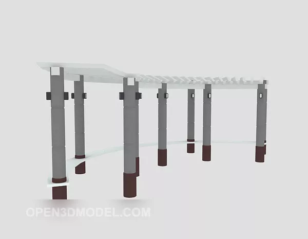 Curved Outdoor Corridor 3d model Curved Outdoor Corridor 3d model