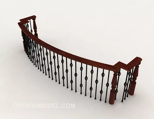 Curved Solid Wood Railing 3d model Curved Solid Wood Railing 3d model