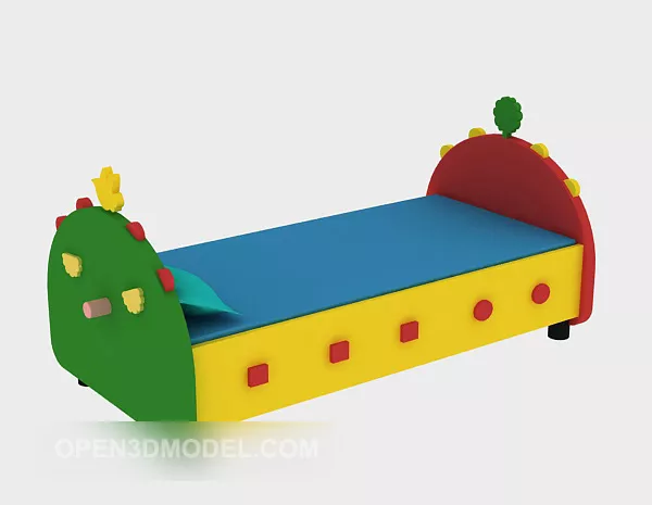 Cute Solid Wood Children’s Bed 3d model Cute Solid Wood Children’s Bed 3d model