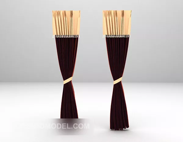 Textures Curtain With Rail 3d model