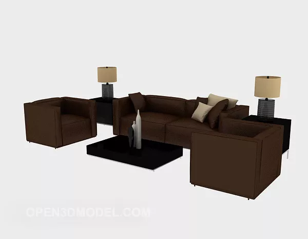 Dark Brown Business Combination Sofa 3d model Dark Brown Business Combination Sofa 3d model