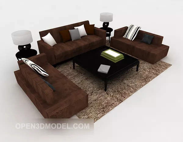 Dark Brown Home Combination Sofa 3d model Dark Brown Home Combination Sofa 3d model