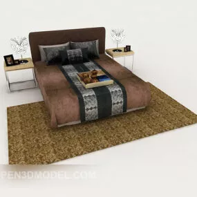 Dark Business Double Bed 3d model