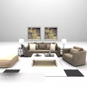 Dark Combination Sofa Furniture 3d model