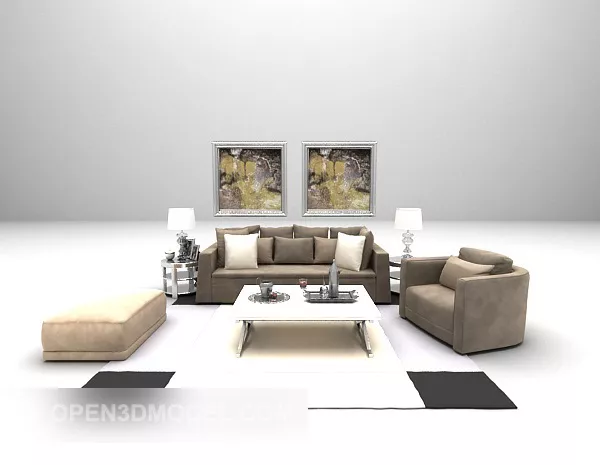 Dark Combination Sofa Furniture 3d model Dark Combination Sofa Furniture 3d model