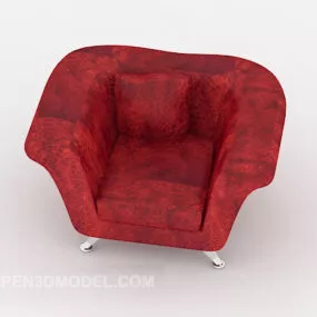Dark Red Modern Single Sofa 3d model