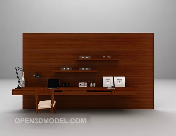 Decorative Wall With Work Desk And Chair 3d model Decorative Wall With Work Desk And Chair 3d model