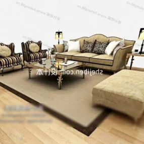 Classic European Sofa Table Set 3d model
