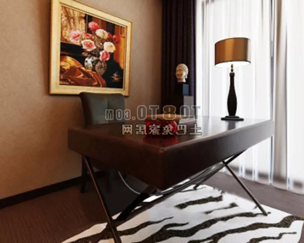 Home Study Room Work Desk 3d model Home Study Room Work Desk 3d model