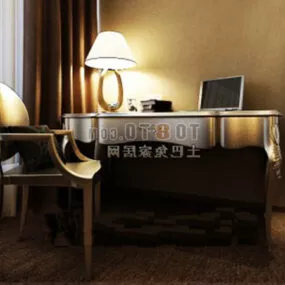 Desk Lamp With Furniture Interior 3d model