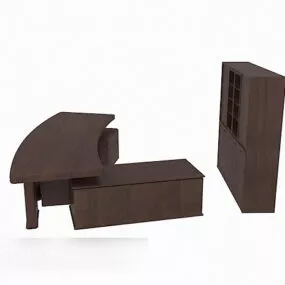 Desk File Locker Brown Wood 3d model