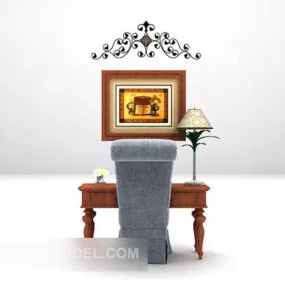 Asian Desk Chair With Decoration 3d model