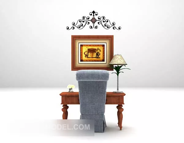 Asian Desk Chair With Decoration 3d model Asian Desk Chair With Decoration 3d model