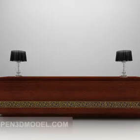 Desk Tables And Chairs With Lamp 3d model
