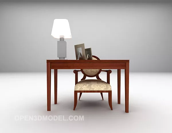 Work Desk With Chair And Lamp 3d model Work Desk With Chair And Lamp 3d model