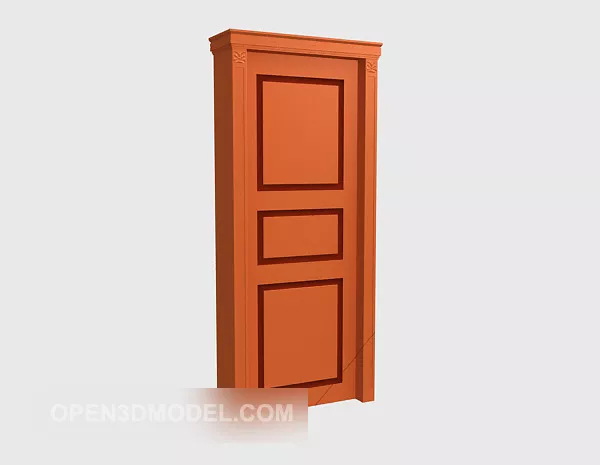 White Wood Door Carved Lines 3d model