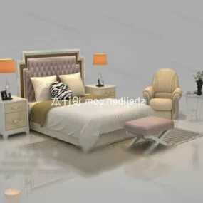 Double Bed Luxury Furniture 3d model