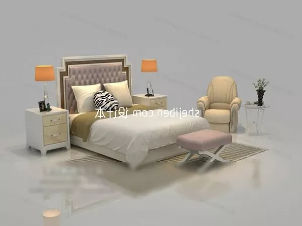 Double Bed Luxury Furniture 3d model Double Bed Luxury Furniture 3d model