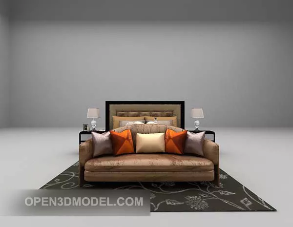 Double Bed Classic With Daybed Carpet 3d model Double Bed Classic With Daybed Carpet 3d model