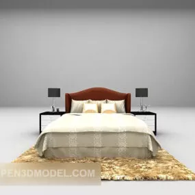 Home Double Bed With Carpet 3d model