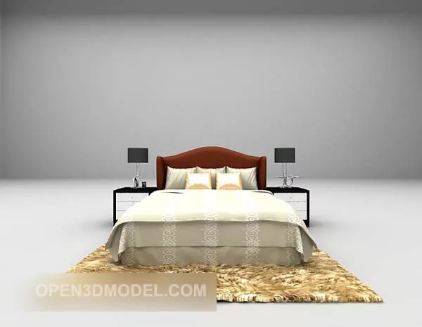 Home Double Bed With Carpet 3d model Home Double Bed With Carpet 3d model