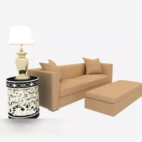 Double Sofa, Table Lamp 3d model