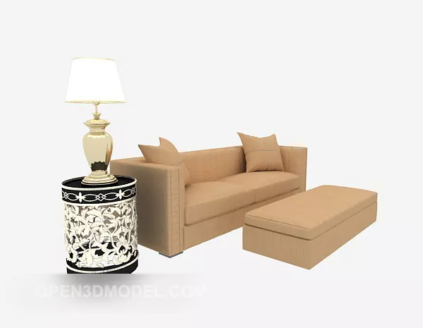 Double Sofa, Table Lamp 3d model Double Sofa, Table Lamp 3d model