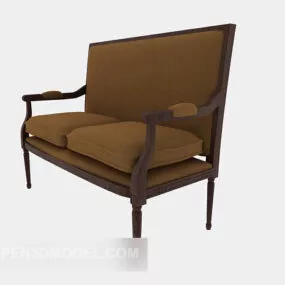 Double Solid Wood Sofa Chair 3d model