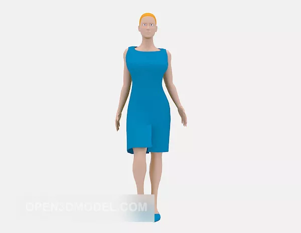 Blue Dress Lady Character 3d model Blue Dress Lady Character 3d model