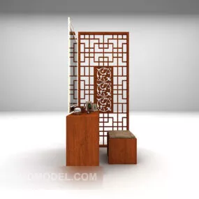 Dresser With Carving Wall 3d model