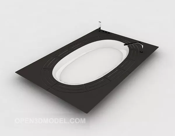 Red Washbasin With Water Tab 3d model