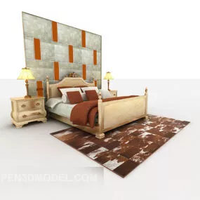 Elegant Minimalist Double Bed 3d model