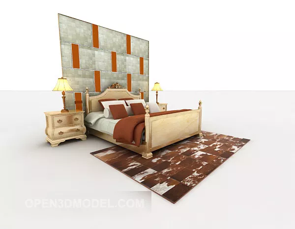 Elegant Minimalist Double Bed 3d model Elegant Minimalist Double Bed 3d model