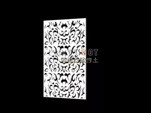 Textile Divider Screen With Antique Frame 3d model