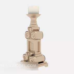 European Vintage Stone Candlestick Lamp 3d model
