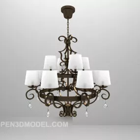 European Vintage Iron Chandelier Furniture 3d model