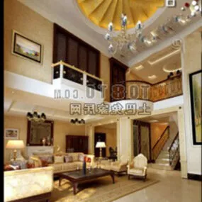 European Living Room Duplex Space Interior 3d model