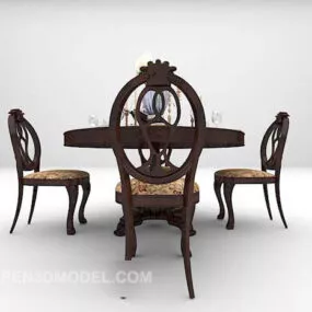 European Style Multiplayer Table Chairs 3d model