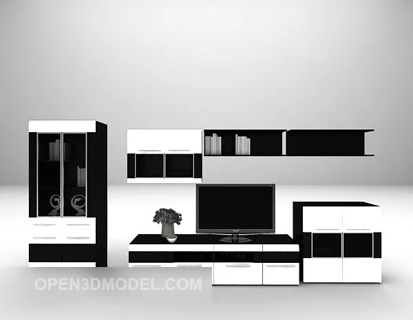 Simple Black Shelf Wall Mounted 3d model