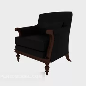 European Armchair Wood Frame 3d model