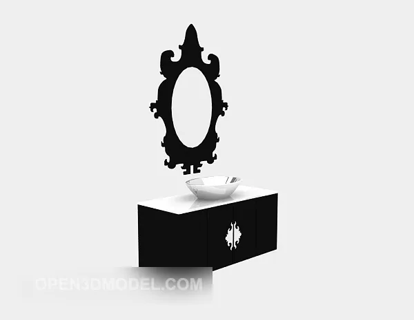 Mirror With Circular Light 3d model