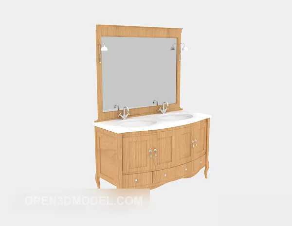 Washbasin Mirror With Headlight Lamp 3d model