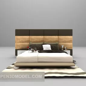 European Bed With Backwall And Carpet Furniture 3d model