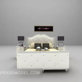 European White Bed Set 3d model