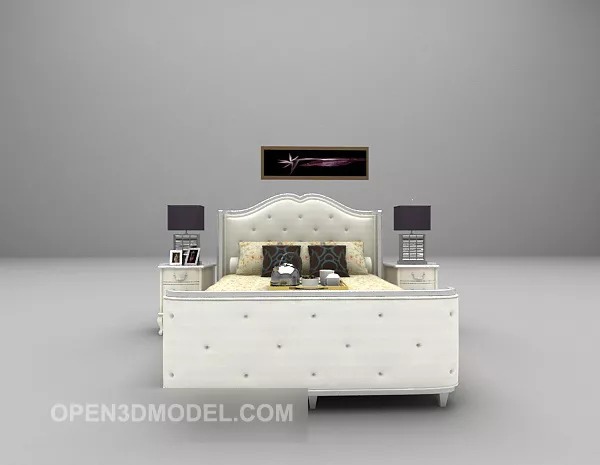 European White Bed Set 3d model European White Bed Set 3d model