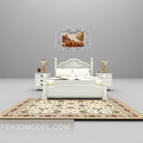 European Vintage Poster Bed With Carpet Furniture 3d model